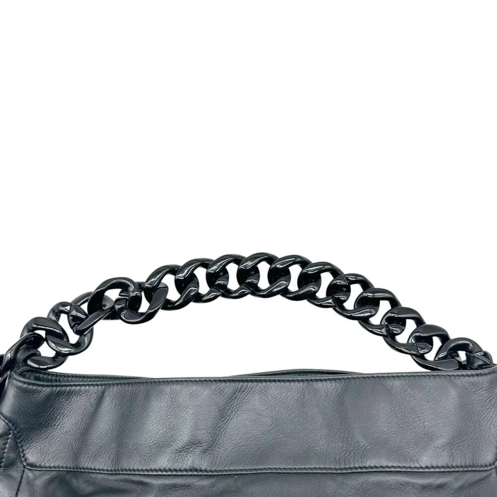 Chanel Black Leather CC Logo Chain Strap Hobo Bag 2006-08